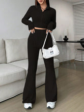 Load image into Gallery viewer, Honey Zip Up Long Sleeve Top and Pants Set