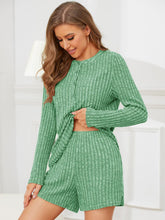 Load image into Gallery viewer, Ribbed Round Neck Top and Shorts Set