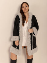 Load image into Gallery viewer, Plus Size Fuzzy Trim Open Front Long Sleeve Hooded Coat