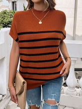Load image into Gallery viewer, Striped Mock Neck Short Sleeve Sweater