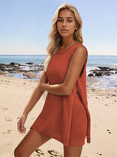 Load image into Gallery viewer, Slit Round Neck Top and Shorts Set