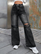Load image into Gallery viewer, Distressed Wide Leg Jeans with Pockets