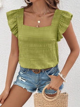 Load image into Gallery viewer, Ruffled Square Neck Cap Sleeve Blouse