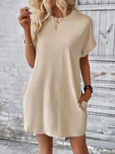 Load image into Gallery viewer, Round Neck Short Sleeve Mini Dress