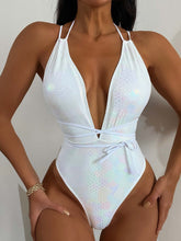 Load image into Gallery viewer, Tied Sequin Plunge One-Piece Swimwear