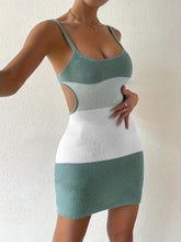 Load image into Gallery viewer, Color Block Scoop Neck Cover Up Dress