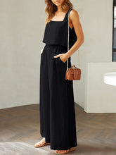 Load image into Gallery viewer, Square Neck Top and Wide Leg Pants Set