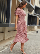 Load image into Gallery viewer, Printed V-Neck Flounce Sleeve Midi Dress
