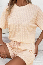 Load image into Gallery viewer, Textured Round Neck Top and Shorts Set