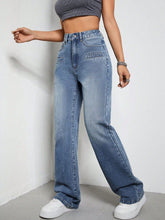 Load image into Gallery viewer, High Rise Wide Leg Jeans with Pockets