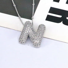 Load image into Gallery viewer, Copper Inlaid Zircon Letter Pendant Necklace