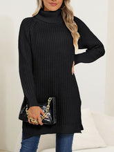 Load image into Gallery viewer, Slit Turtleneck Long Sleeve Sweater