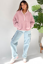 Load image into Gallery viewer, Half Snap Long Sleeve Sweatshirt with Side Slit Pockets