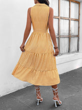 Load image into Gallery viewer, Striped Johnny Collar Sleeveless Midi Dress