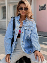 Load image into Gallery viewer, Distressed Button Up Long Sleeve Denim Top