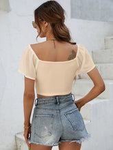 Load image into Gallery viewer, Drawstring Short Sleeve Crop Top