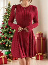 Load image into Gallery viewer, Ribbed Round Neck Long Sleeve Dress