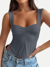 Load image into Gallery viewer, Ruched Sweetheart Neck Wide Strap Tank