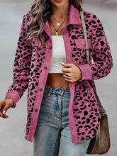 Load image into Gallery viewer, Full Size Leopard Collared Neck Button Up Long Sleeve Jacket
