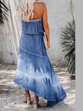 Load image into Gallery viewer, Smocked High-Low Tube Denim Dress