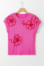 Load image into Gallery viewer, Crochet Flower Round Neck Cap Sleeve Sweater