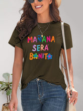 Load image into Gallery viewer, Letter Graphic Round Neck Short Sleeve T-Shirt