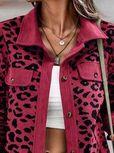 Load image into Gallery viewer, Full Size Leopard Collared Neck Button Up Long Sleeve Jacket