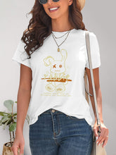 Load image into Gallery viewer, Rabbit Graphic Round Neck Short Sleeve T-Shirt