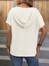 Load image into Gallery viewer, Waffle-Knit Hooded Short Sleeve Top
