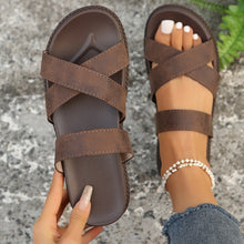 Load image into Gallery viewer, Crisscross PU Leather Flat Sandals