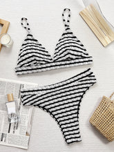 Load image into Gallery viewer, Striped V-Neck Two-Piece Swim Set