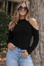 Load image into Gallery viewer, Round Neck Cold Shoulder Long Sleeve Top