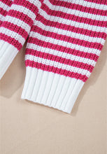Load image into Gallery viewer, Striped Half Zip Mock Neck Long Sleeve Sweater