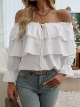 Load image into Gallery viewer, Devine Off-Shoulder Flounce Sleeve Blouse