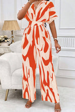 Load image into Gallery viewer, Printed V-Neck Short Sleeve Wide Leg Jumpsuit