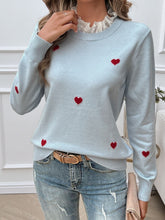 Load image into Gallery viewer, Devine Lace Detail Heart Long Sleeve Sweater