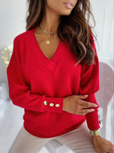 Load image into Gallery viewer, V-Neck Long Sleeve Sweatshirt