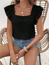 Load image into Gallery viewer, Ruffled Square Neck Cap Sleeve Blouse