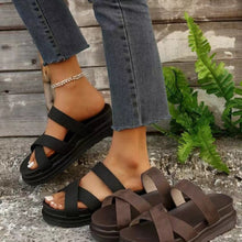 Load image into Gallery viewer, Crisscross PU Leather Flat Sandals