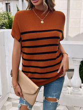 Load image into Gallery viewer, Striped Mock Neck Short Sleeve Sweater