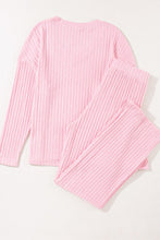 Load image into Gallery viewer, Ribbed V-Neck Top and Pants Lounge Set