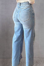 Load image into Gallery viewer, Rhinestone Straight Jeans with Pockets