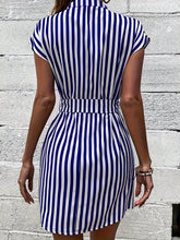 Load image into Gallery viewer, Tied Striped Cap Sleeve Mini Dress