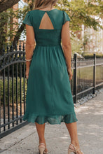 Load image into Gallery viewer, Cutout Ruffle Hem Cap Sleeve Dress