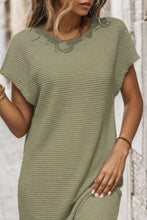 Load image into Gallery viewer, Waffle-Knit Cap Sleeve Knee Length Dress