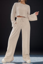 Load image into Gallery viewer, Round Neck Long Sleeve Top and Pants Set