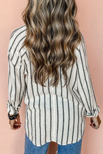 Load image into Gallery viewer, Pocketed Striped Collared Neck Long Sleeve Shirt