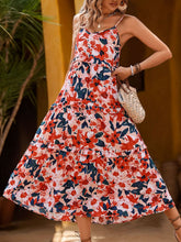 Load image into Gallery viewer, Frill Backless Printed Sleeveless Midi Dress