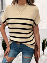 Load image into Gallery viewer, Striped Mock Neck Short Sleeve Sweater