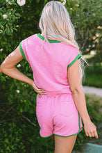 Load image into Gallery viewer, Contrast Trim Round Neck Top and Shorts Set